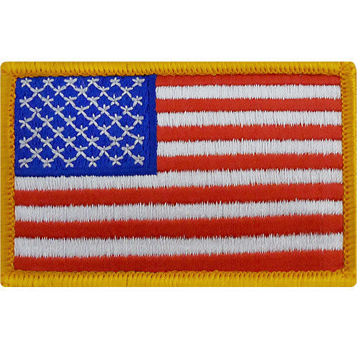 USA Flag Patch 3.5 x 2- Velcro - Red White Blue Gold