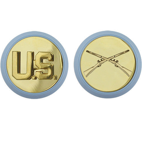 Army Enlisted Branch of Service Collar Device: U.S. and Infantry - blue disc