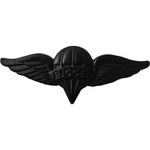 Army Badge: Parachute Rigger - black metal