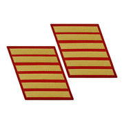 Marine Corps Service Stripe: Female - gold on red, set of 6
