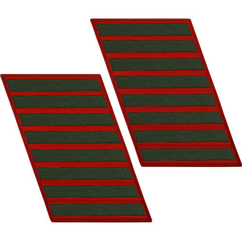 USMC Set of 8 Male Green Embroidered on Red Service Stripe USMC Set of 8 Male Green Embroidered on Red Service Stripe