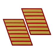 Marine Corps Service Stripe: Female - gold on red, set of 7