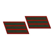 Marine Corps Service Stripe: Female - green on red, set of 3