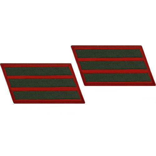 USMC Set of 3 Male Green Embroidered on Red Service Stripe USMC Set of 3 Male Green Embroidered on Red Service Stripe