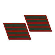 Marine Corps Service Stripe: Female - green on red, set of 4