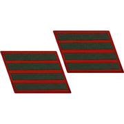 Marine Corps Service Stripe: Male - green embroidered on red, set of 4