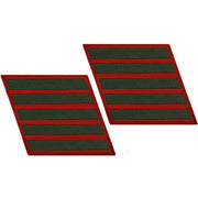 Marine Corps Service Stripe: Male - green embroidered on red, set of 5