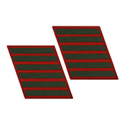 Marine Corps Service Stripe: Female - green on red, set of 6