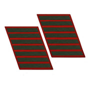 Marine Corps Service Stripe: Female - green on red, set of 7