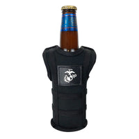 Marine Corps Tactical Koozie: Bottle Cover Black with Eagle Globe and Anchor Emblem