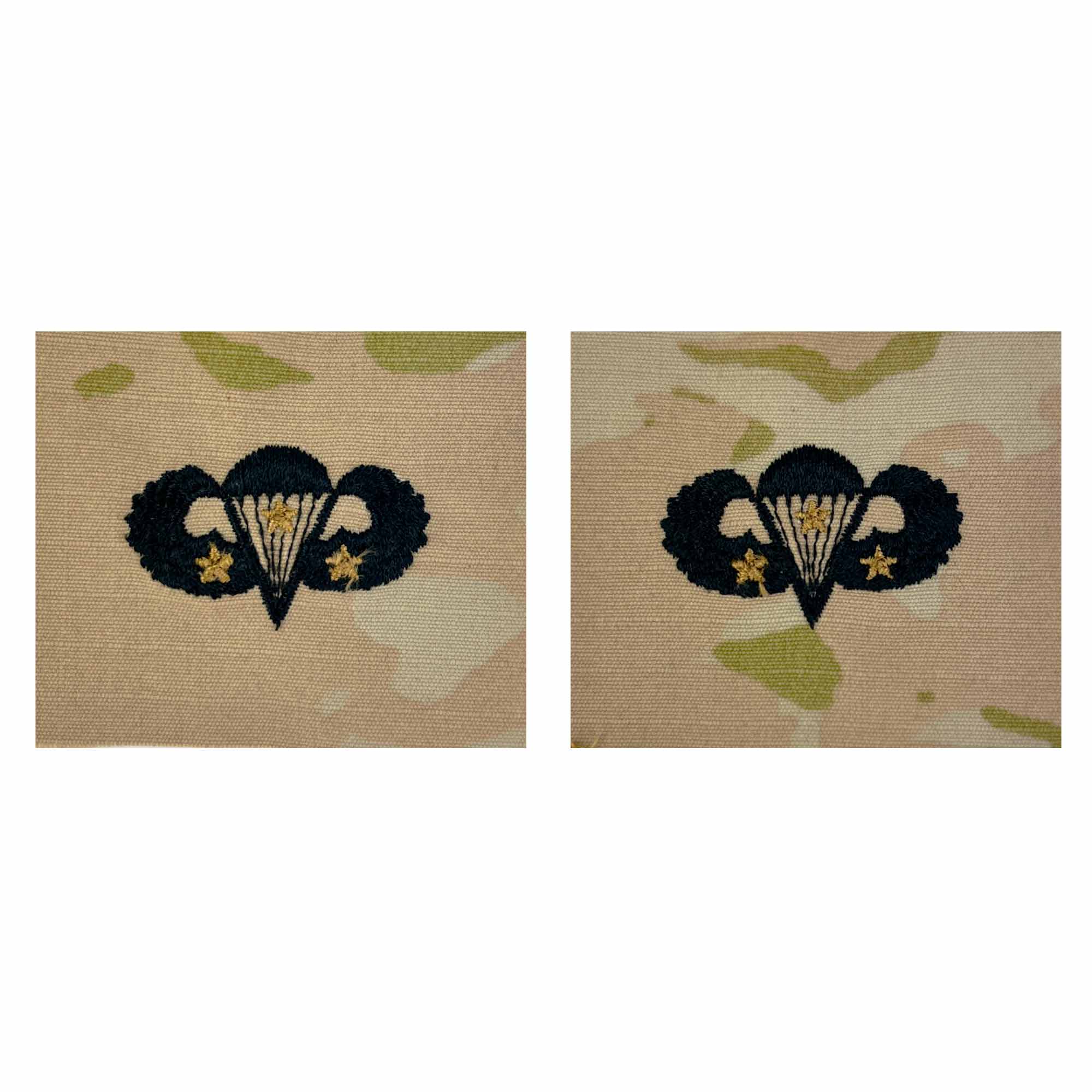Army Embroidered Badge on OCP Sew On: Combat Parachutist - 3rd Award