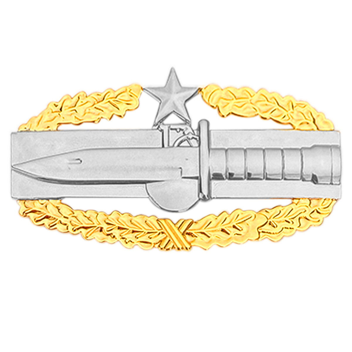 Army Badge: Master Combat Action Second Award - regulation size, mirror finish with gold wreath