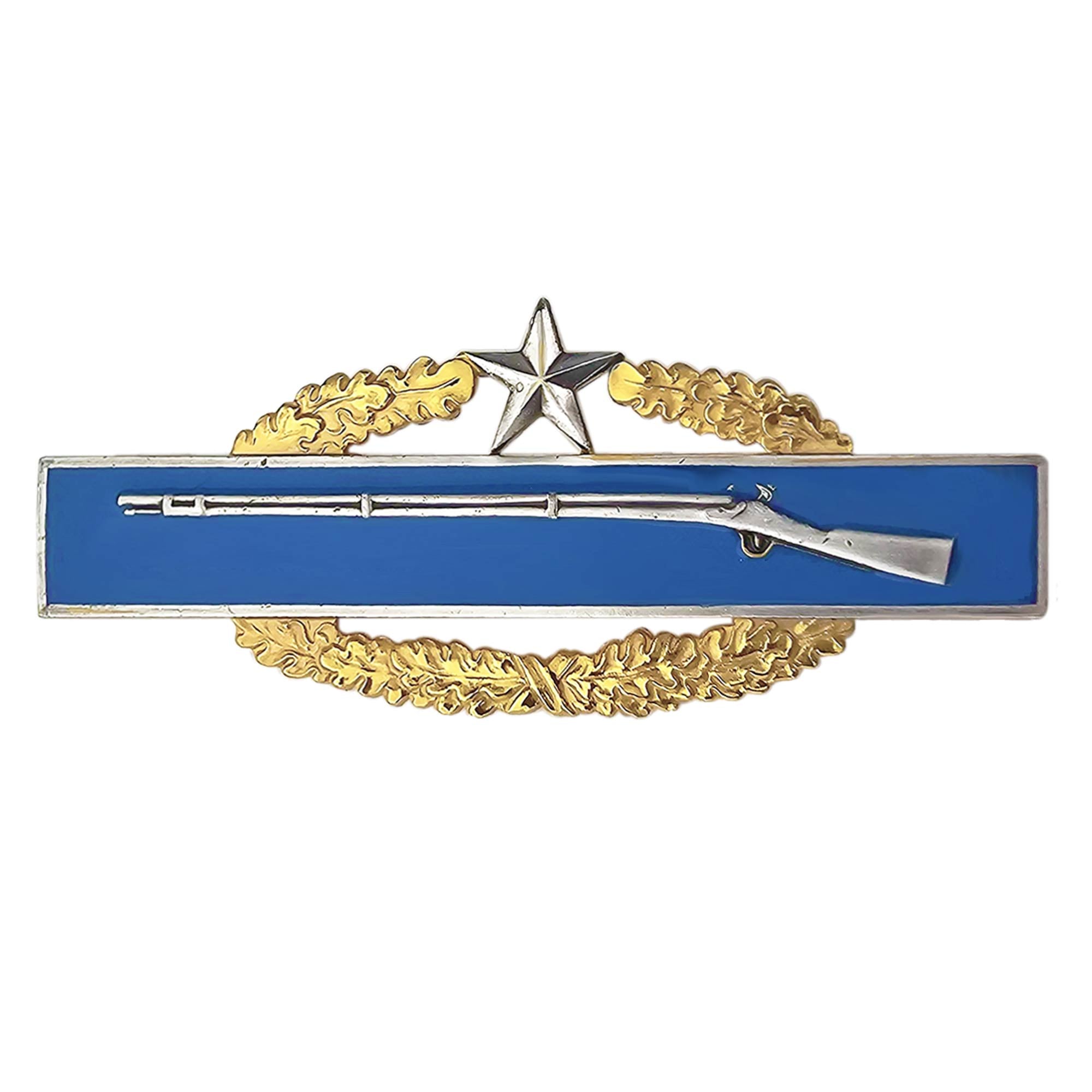 Army Badge: Master Combat Infantry Second Award - regulation size, silver oxidized