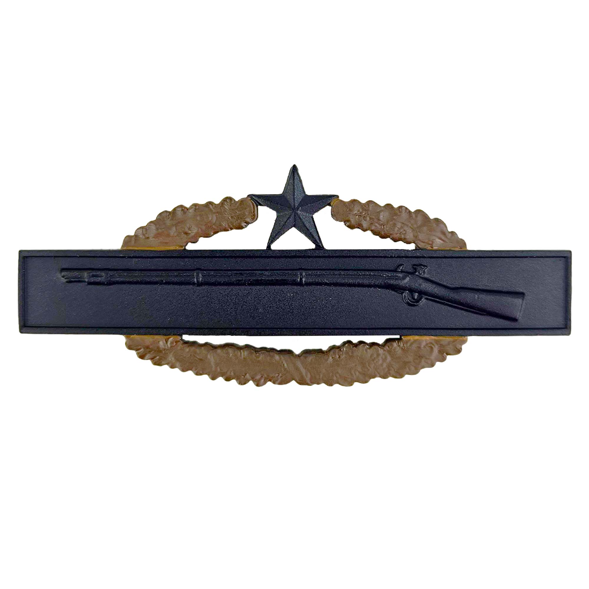 Army Badge: Master Combat Infantry Second Award - regulation size, subdued metal
