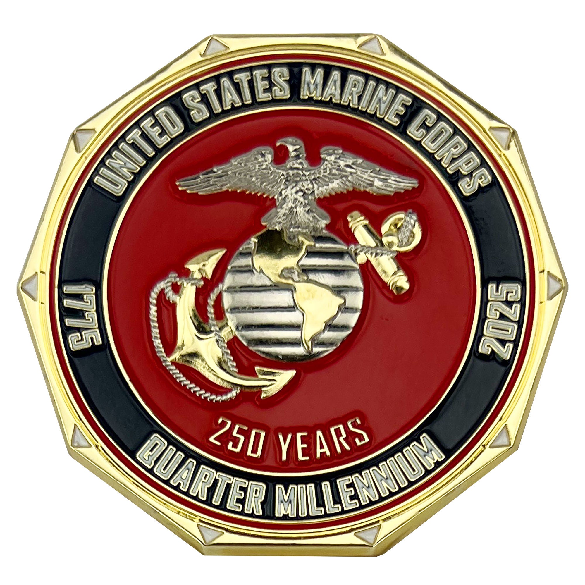 Marine Corps 250th Coin: 2.25" Special Decagon Shape Coin