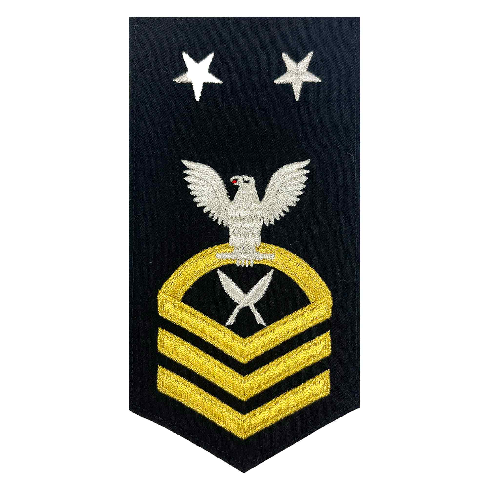 Navy E9 FEMALE Rating Badge: YN Yeoman - seaworthy gold on blue