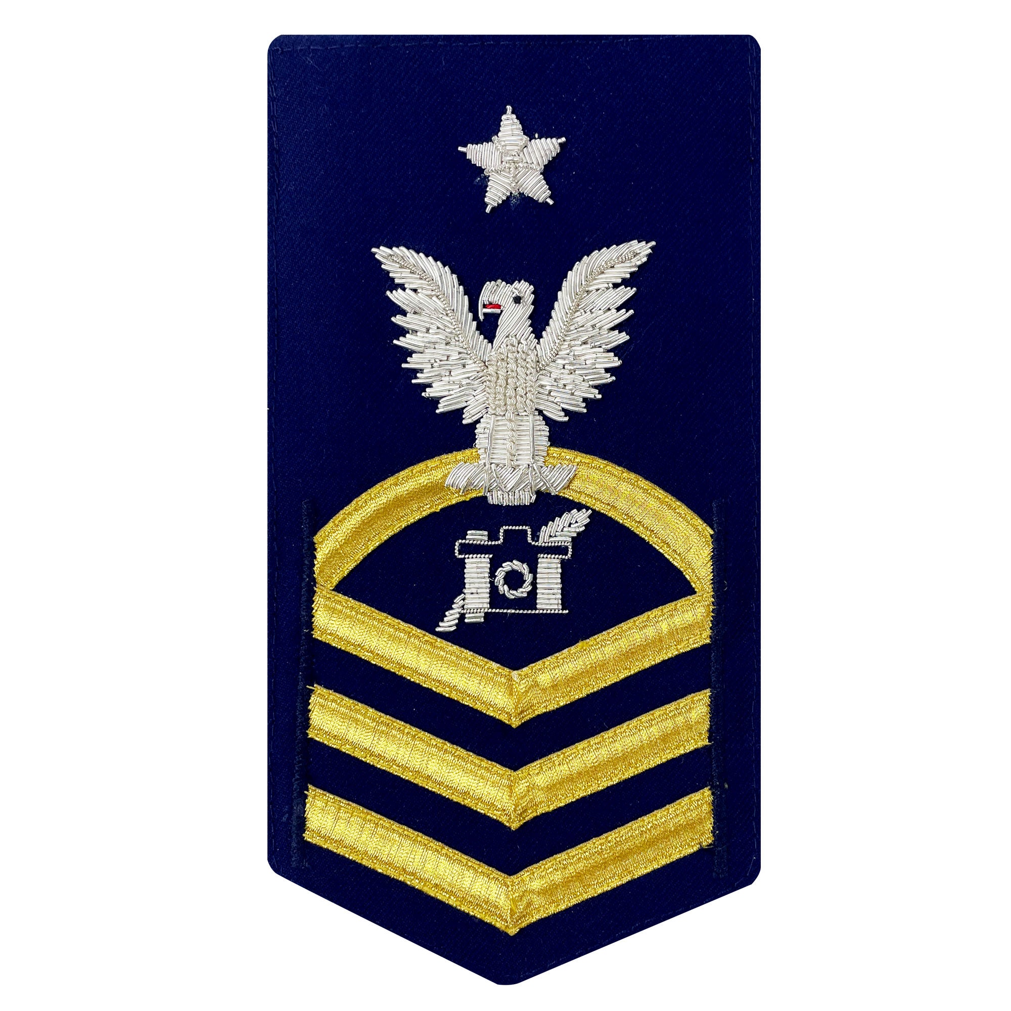 Coast Guard E8 Rating Badge:  Public Affairs "PA" - blue