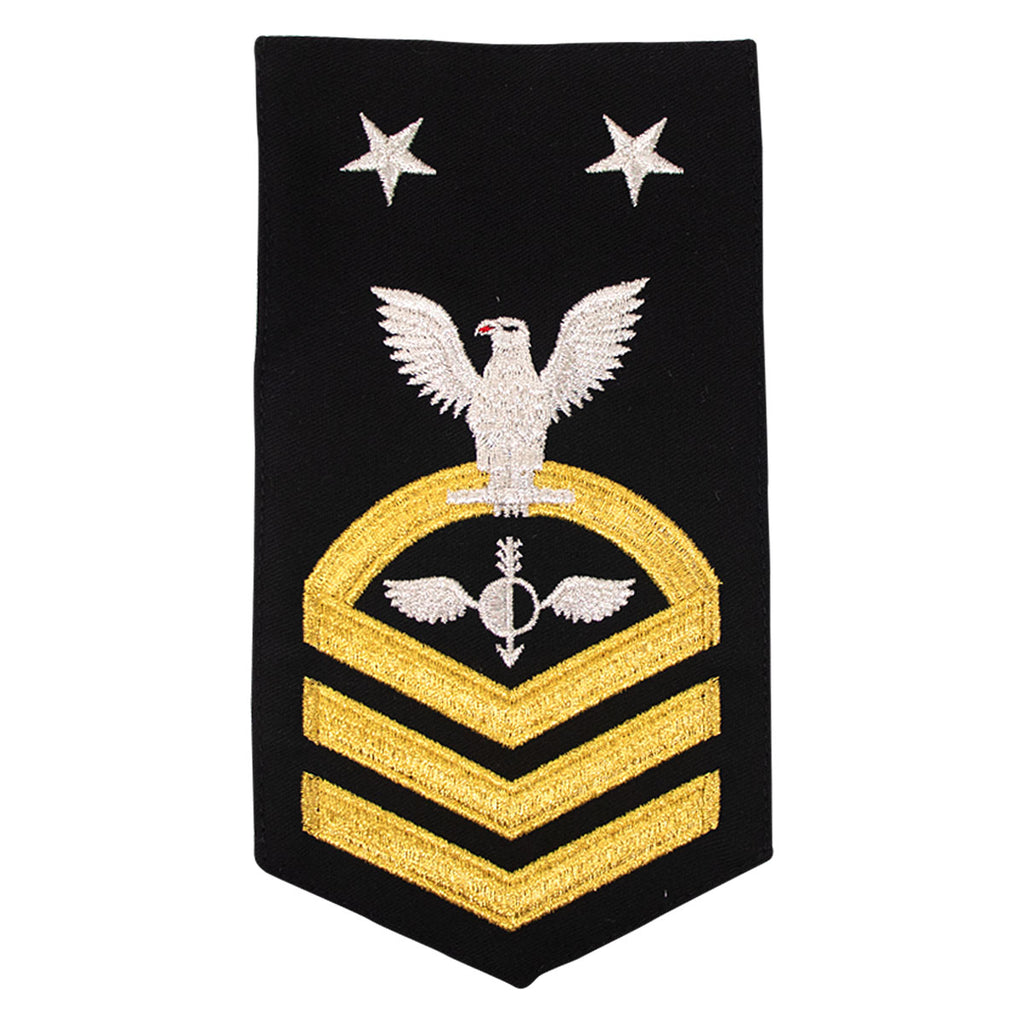 Navy E9 MALE Rating Badge: Aerographers Mate - seaworthy gold on blue