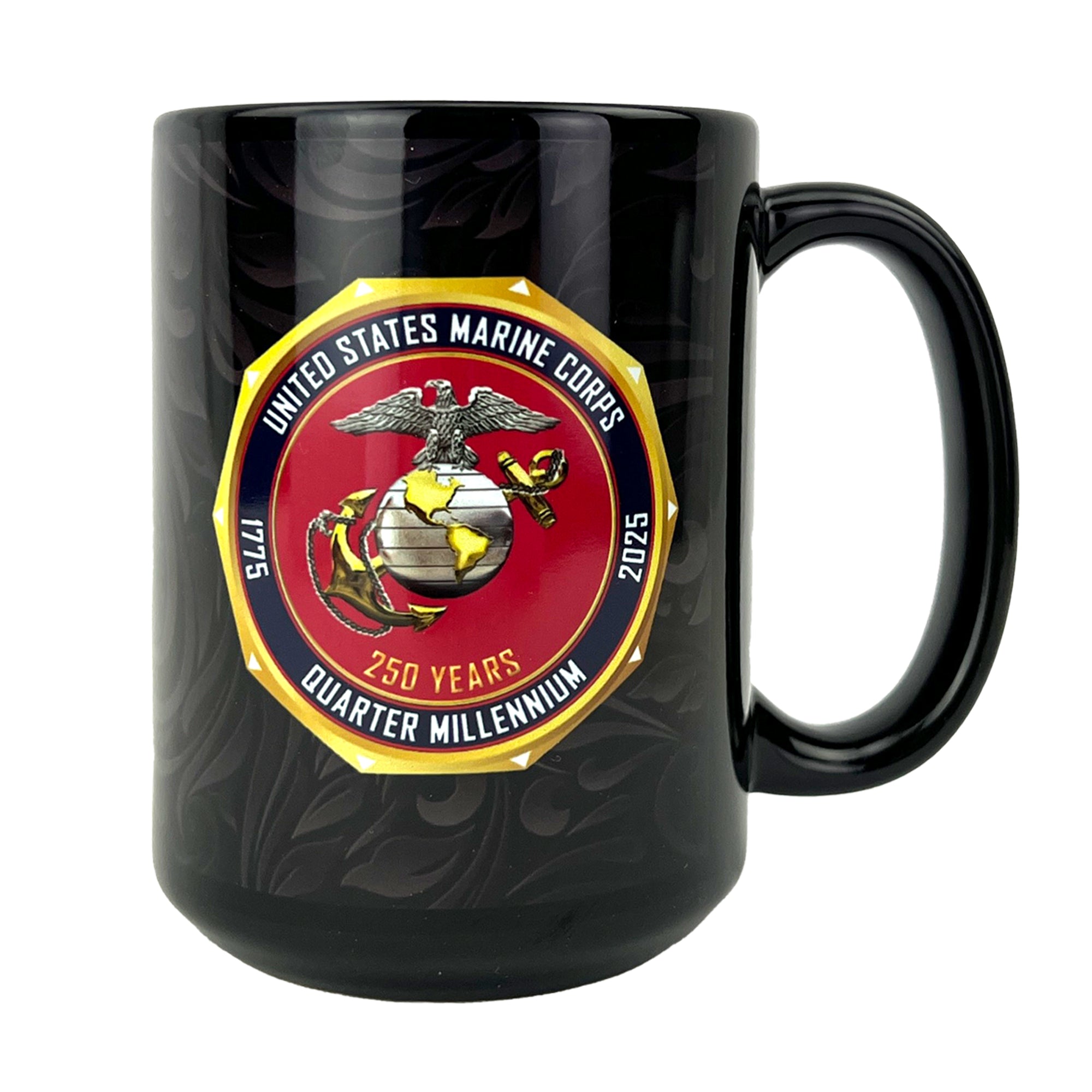 Marine Corps 250th: 15oz Mug Black Ceramic