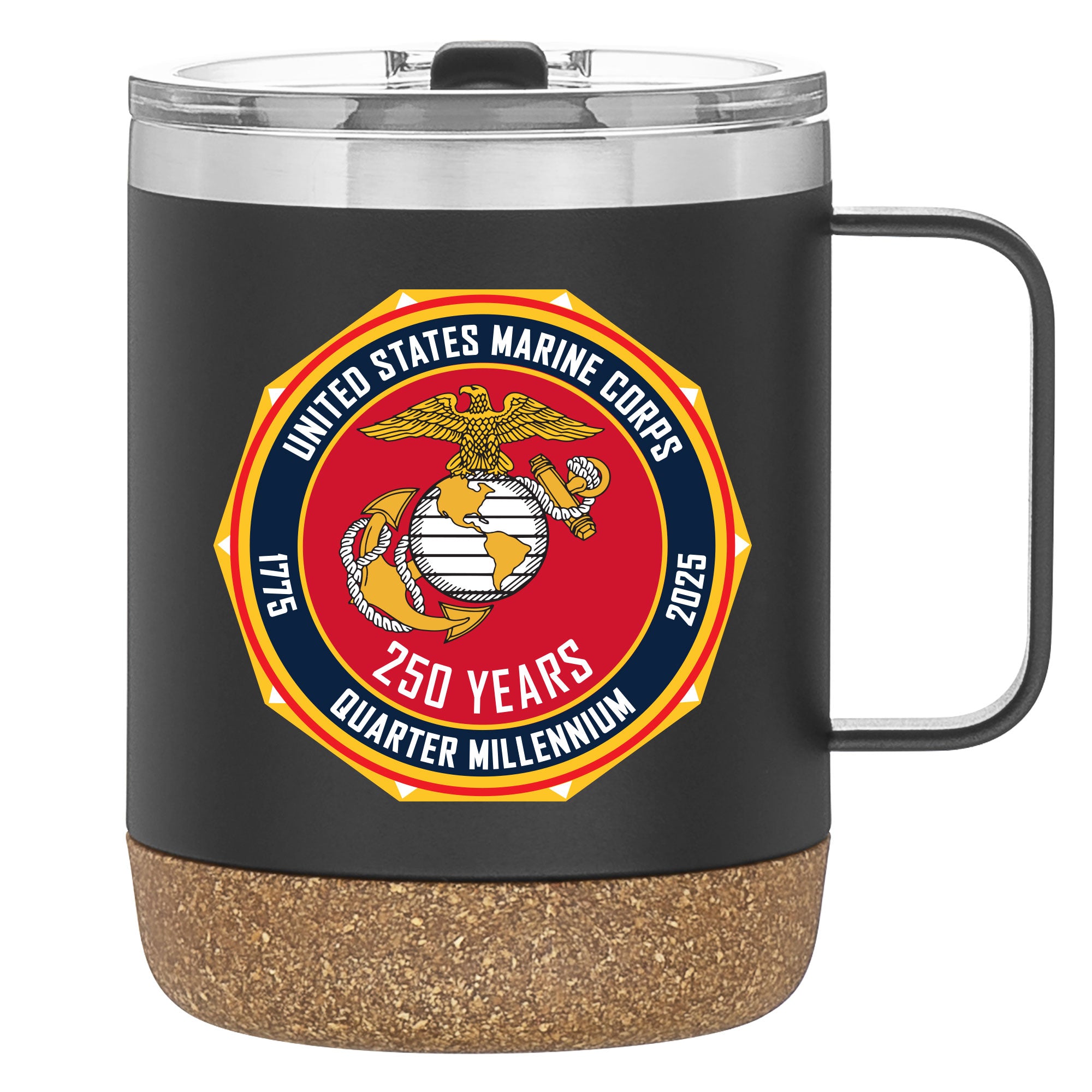 Marine Corps 250th: 12oz Mug Black Stainless