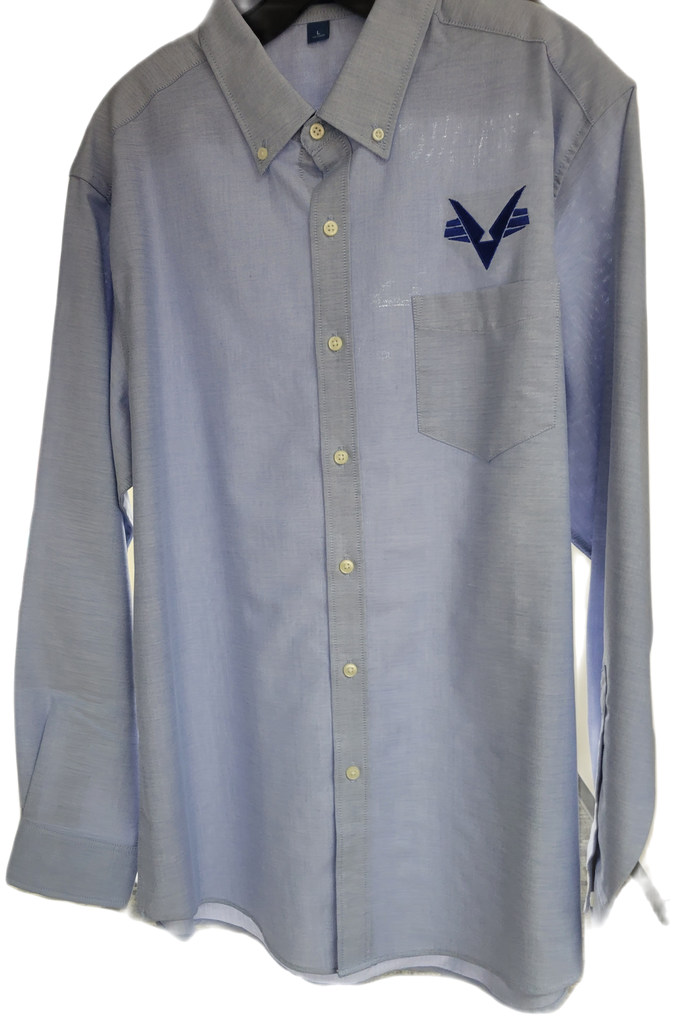 Civil Air Patrol Leisure Shirt: Male Long Sleeve (Oxford Blue) with/Flying V.