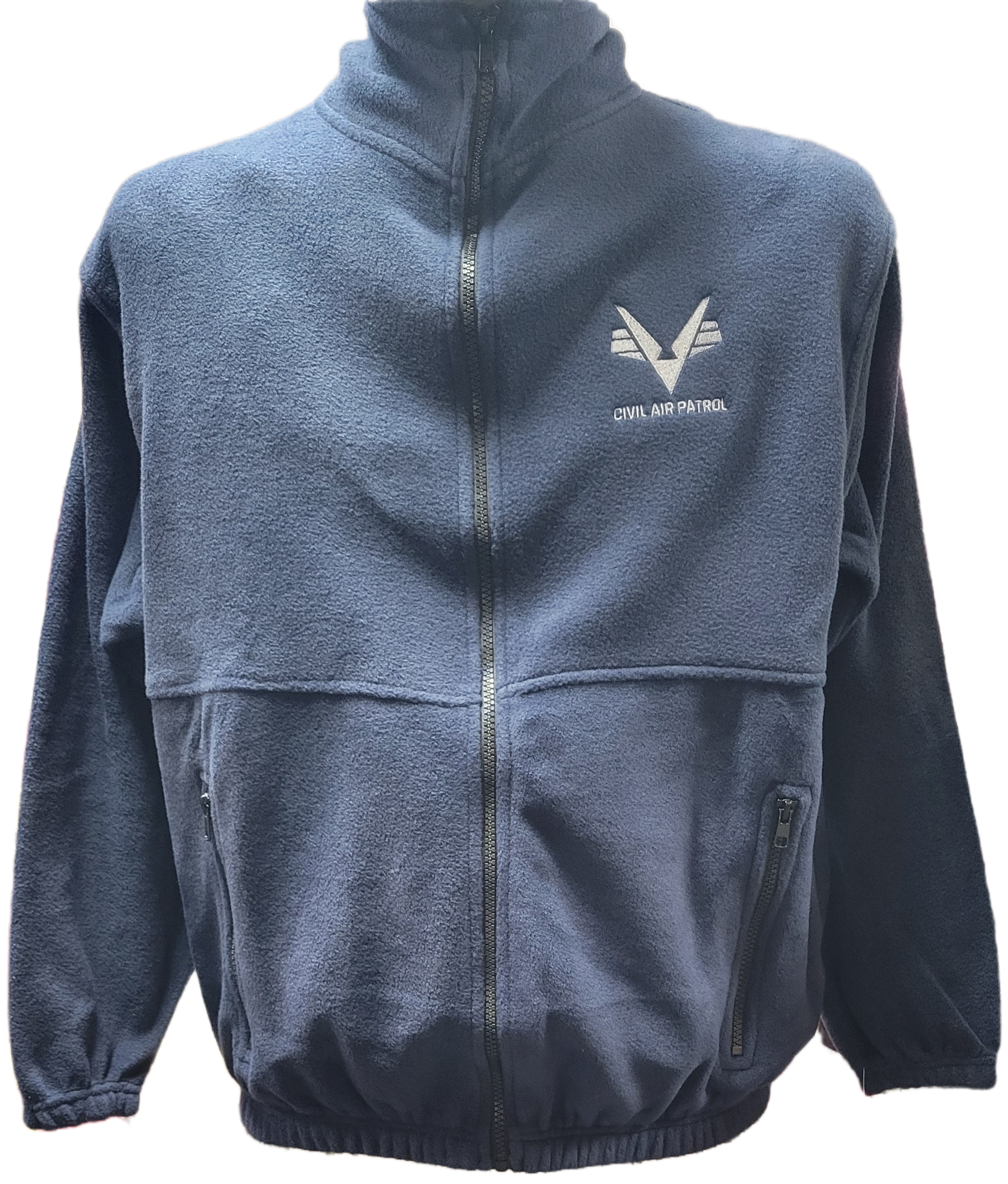 Civil Air Patrol Blue Zippered Fleece Jacket with Grey Flying V Logo XL
