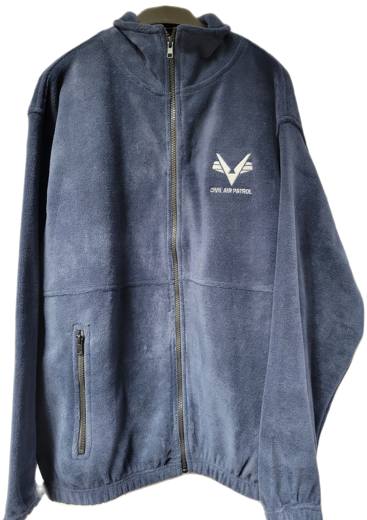 Civil Air Patrol Blue Zippered Fleece Jacket with Grey Flying V Logo