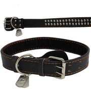 Pet Insignia - XXL SPIKED LEATHER COLLAR WITH EGA TAG