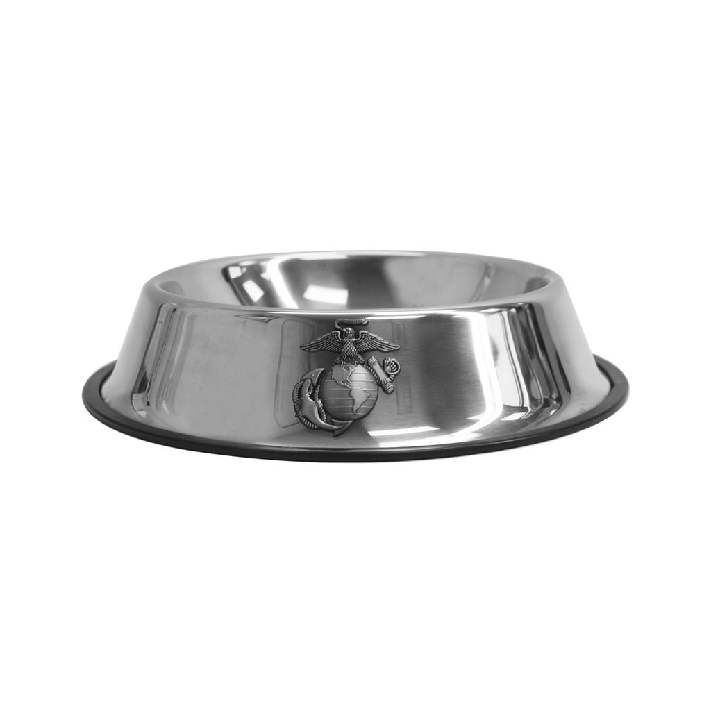 USMC Dog Bowl Small with Metal Eagle Globe and Anchor