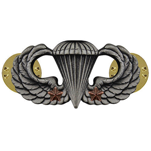 Army Badge: Combat Parachute Second Award - silver oxidized