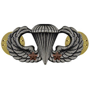 Army Badge: Combat Parachute Second Award - silver oxidized