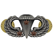 Army Badge: Combat Parachute Third Award - silver oxidized