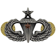 Army Badge: Senior Combat Parachute First Award - silver oxidized