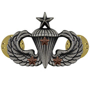 Army Badge: Senior Combat Parachute Third Award - silver oxidized