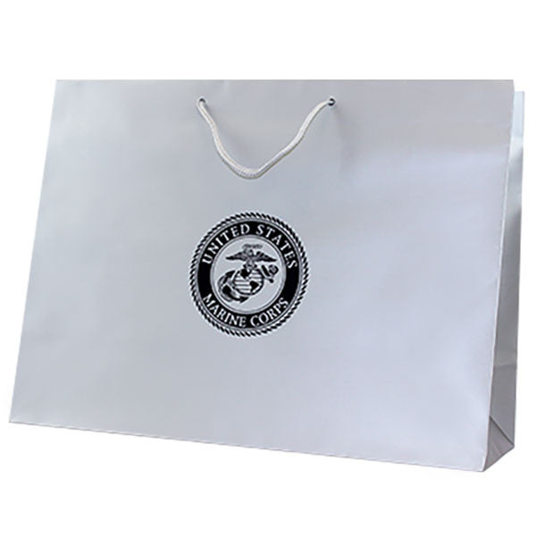 Gift Bag: Silver with Black Foil with Marine Corps Emblem