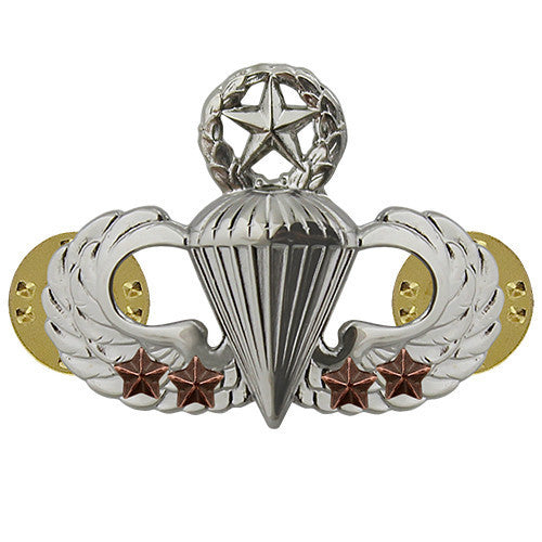 Army Badge: Master Combat Parachute Fourth award - mirror finish