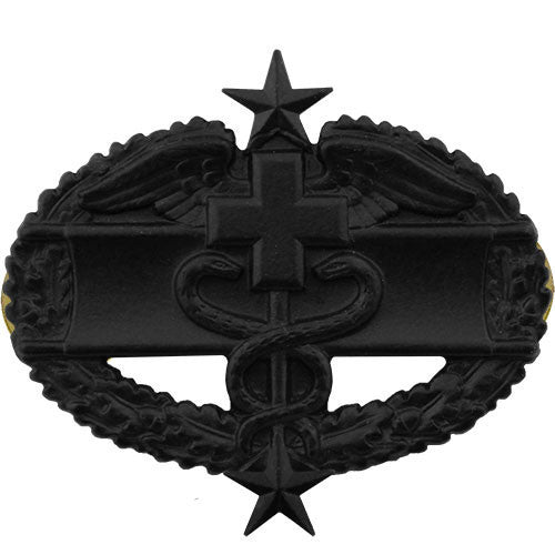 Army Badge: Combat Medical Third Award - black metal