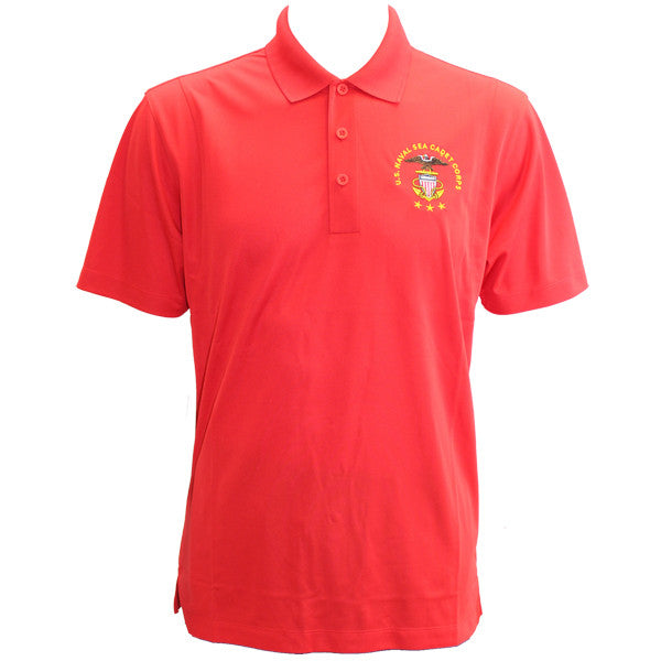 Men's True Red Short Sleeve Polo Shirt Embroidered With USNSCC Seal