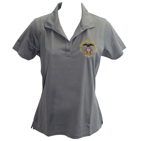 Ladies Concrete Grey Short Sleeve Polo Shirt Embroidered With USNSCC Seal