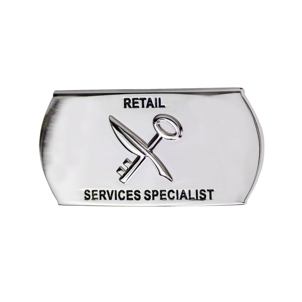 Navy Enlisted Specialty Belt Buckle: Retail Services Specialist: RS