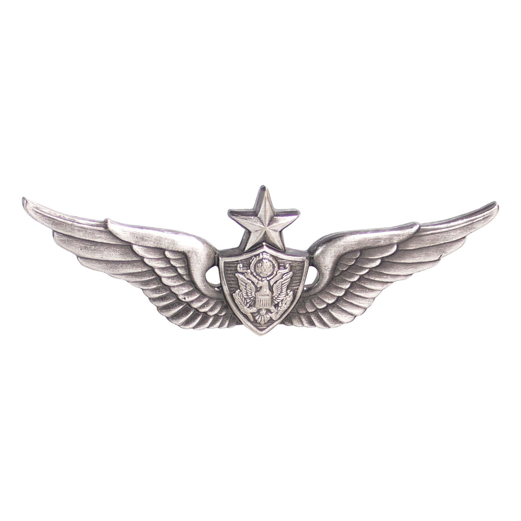 Army Badge: Senior Aircraft Crewman: Aircrew - regulation size, silver oxidized