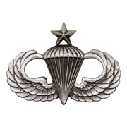 Army Badge: Senior Parachute - regulation size, silver oxidized