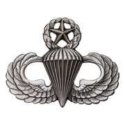 Army Badge: Master Parachute - regulation size, silver oxidized
