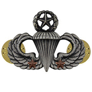 Army Badge: Master Combat Parachute Second Award - silver oxidized