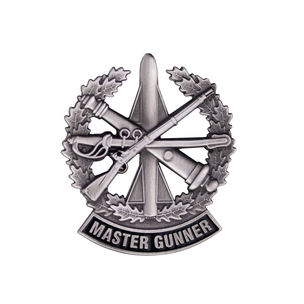 Army Identification Badge: Master Gunner - Dress Miniature Silver Oxidized