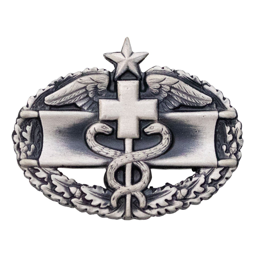 Army Dress Badge: Combat Medical Second Award - miniature, silver oxidized