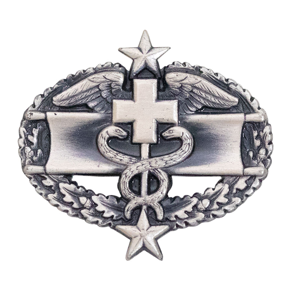 Army Dress Badge: Combat Medical Third Award - miniature, silver oxidized