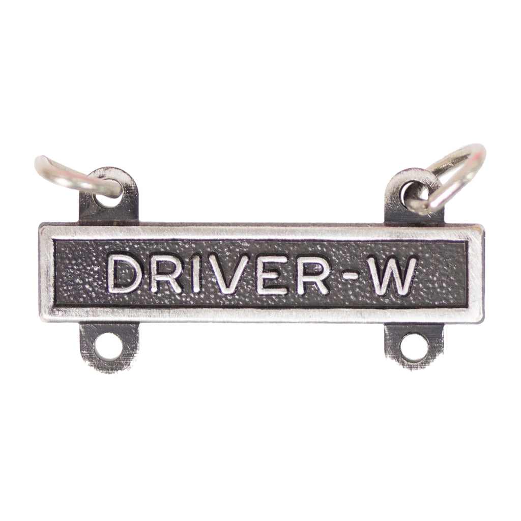 Army Qualification Bar: Driver W - silver oxidized finish