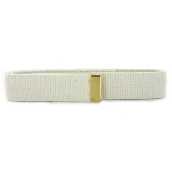 Navy Belt: White Cotton with 24k Gold Tip - male