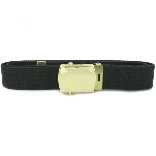 Navy Belt and Buckle: Black Cotton with Brass Buckle and Tip - male